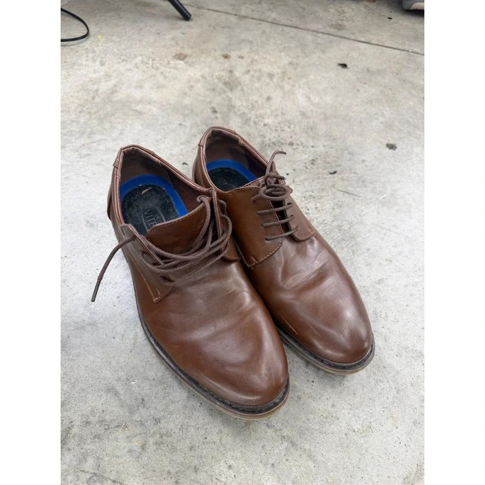 Vintage Hugo Vitelli Mens Brown Derby Shoes Lace Up Oxfords 9.5 EEE Casual